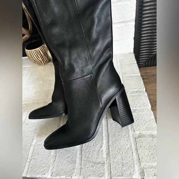 Mango Mer Leather Knee High Boots Size 9.5(40) NEW