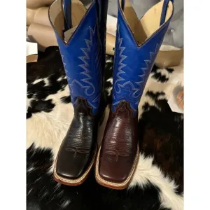 Man’s western cowboy boots real leather Size 8.5 Festival stagecoach blue