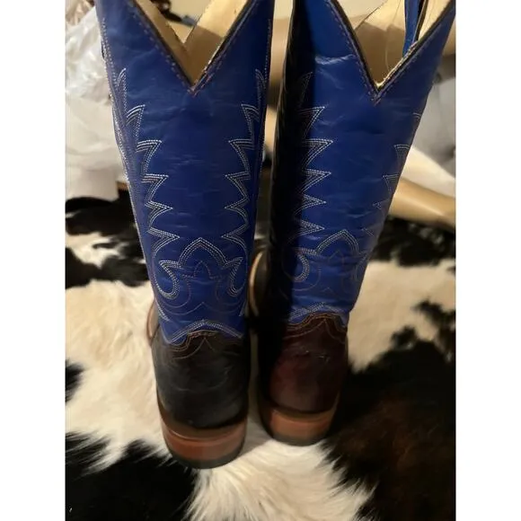 Man’s western cowboy boots real leather Size 8.5 Festival stagecoach blue