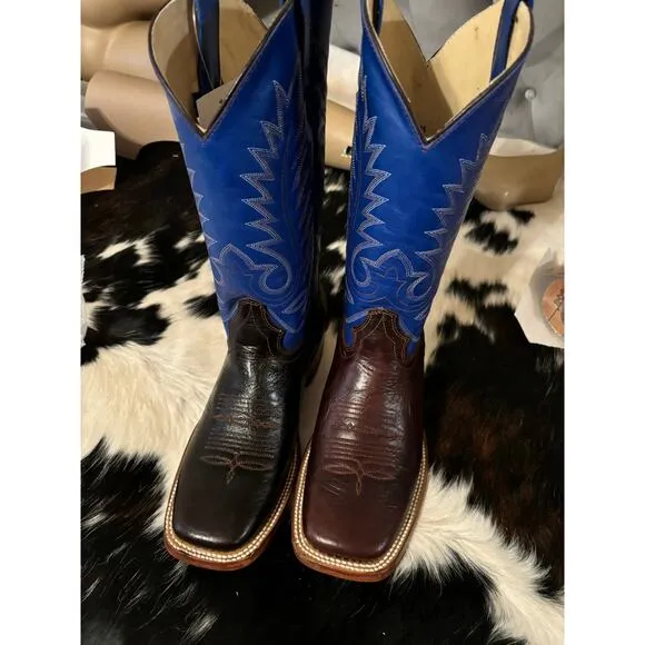 Man’s western cowboy boots real leather Size 8.5 Festival stagecoach blue
