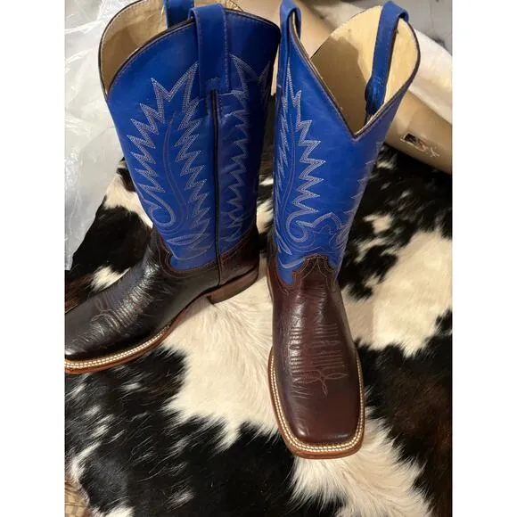 Man’s western cowboy boots real leather Size 8.5 Festival stagecoach blue