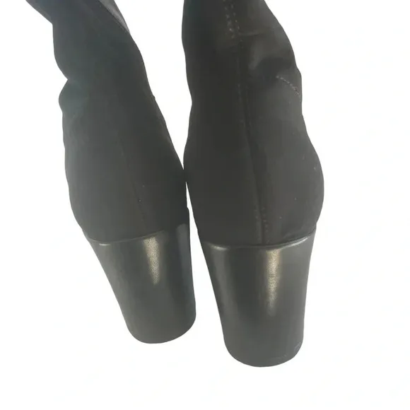 Marc Fischer Lapsure Black Leather Textile Studded Over Knee Boots Size 6