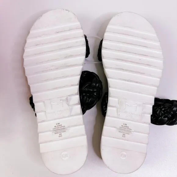 Marc Fisher Jaimee Espadrille Open Toe Slide Sandal Shoes Flats Black 6.5 NEW