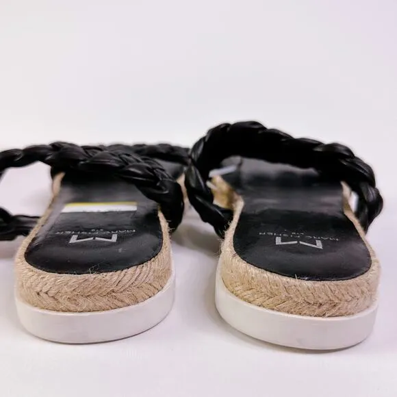Marc Fisher Jaimee Espadrille Open Toe Slide Sandal Shoes Flats Black 6.5 NEW