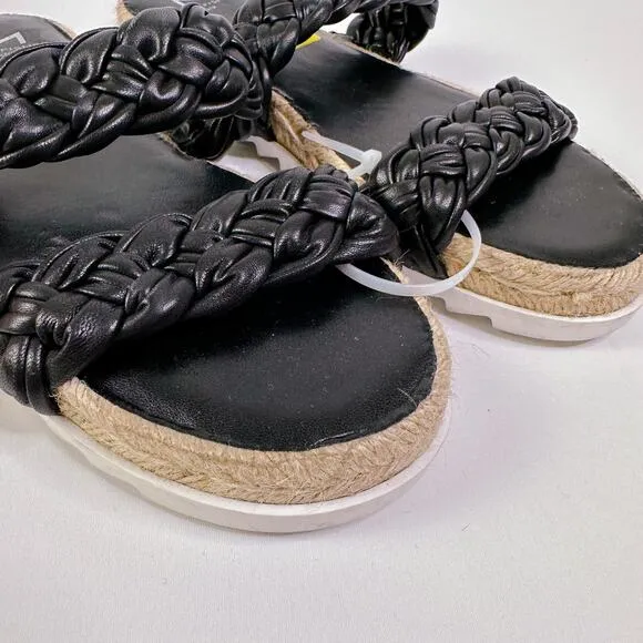 Marc Fisher Jaimee Espadrille Open Toe Slide Sandal Shoes Flats Black 6.5 NEW
