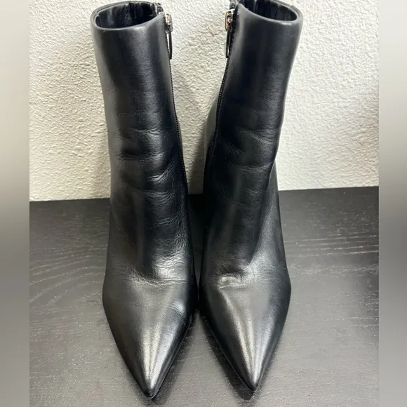 Marc Fisher Ulani Heeled Black Leather Boots Pointed Toe High Heeled‎ Classic