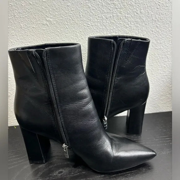 Marc Fisher Ulani Heeled Black Leather Boots Pointed Toe High Heeled‎ Classic
