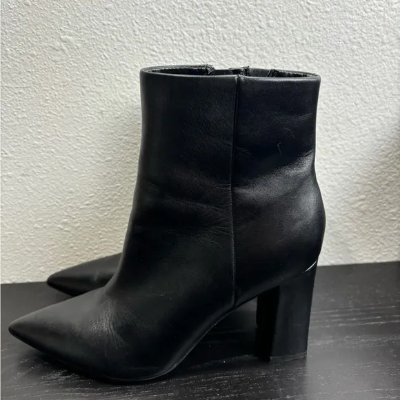 Marc Fisher Ulani Heeled Black Leather Boots Pointed Toe High Heeled‎ Classic