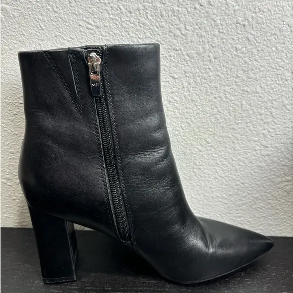 Marc Fisher Ulani Heeled Black Leather Boots Pointed Toe High Heeled‎ Classic
