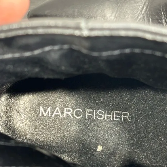 Marc Fisher Ulani Heeled Black Leather Boots Pointed Toe High Heeled‎ Classic