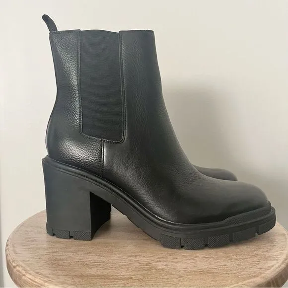 Marc Fisher Vanlisa Leather Lug Sole Pull On Chelsea Boots Size 11 NWOB