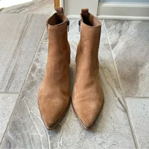 Marc Fisher Women’s Ulora Ankle Boots In Cognac Suede, Size 10