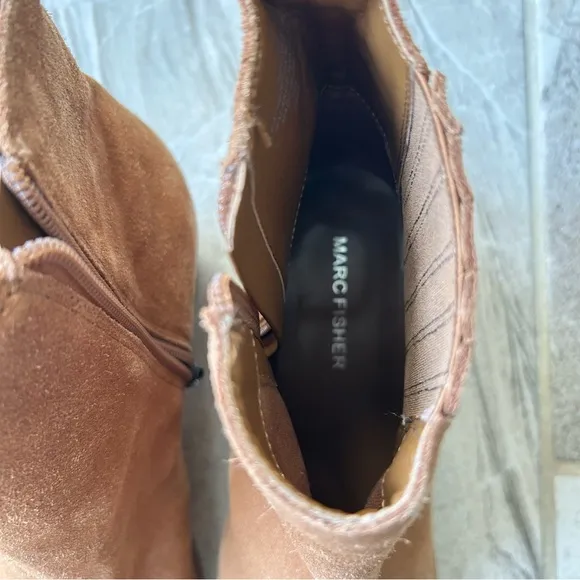 Marc Fisher Women’s Ulora Ankle Boots In Cognac Suede, Size 10