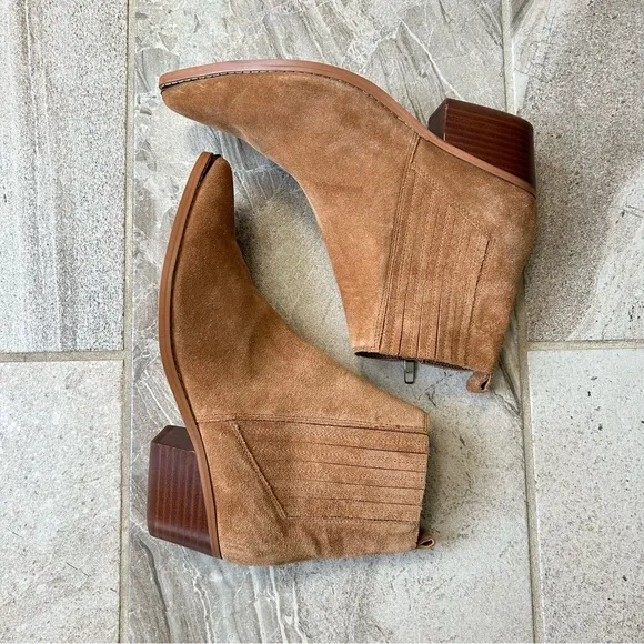 Marc Fisher Women’s Ulora Ankle Boots In Cognac Suede, Size 10