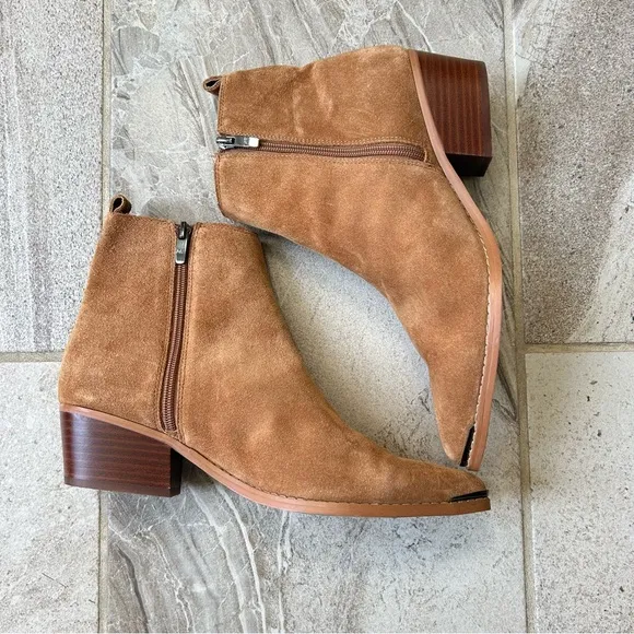Marc Fisher Women’s Ulora Ankle Boots In Cognac Suede, Size 10