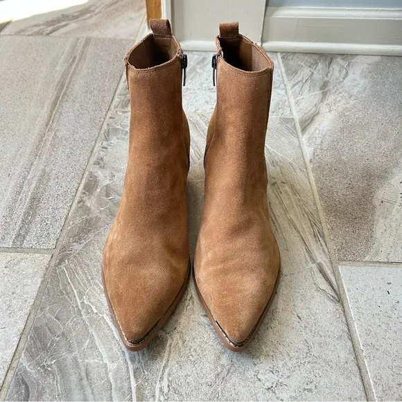 Marc Fisher Women’s Ulora Ankle Boots In Cognac Suede, Size 10