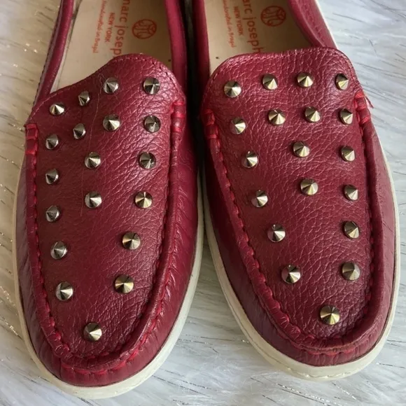 Marc Joseph New York Red Leather Studded Loafer Kid's size 3