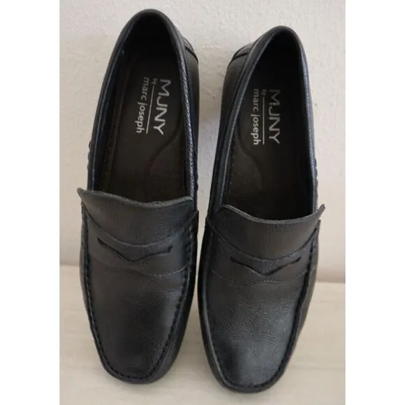 Marc Joseph New York Men Sz 8.5 Black Grainy Leather Nebraska Loafers Shoes