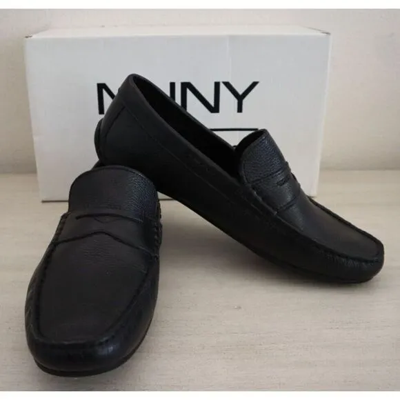 Marc Joseph New York Men Sz 8.5 Black Grainy Leather Nebraska Loafers Shoes