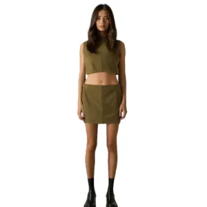 MARC O’POLO Swedish German Organic Cotton Mini Skirt Earthy Moss Green Brown L