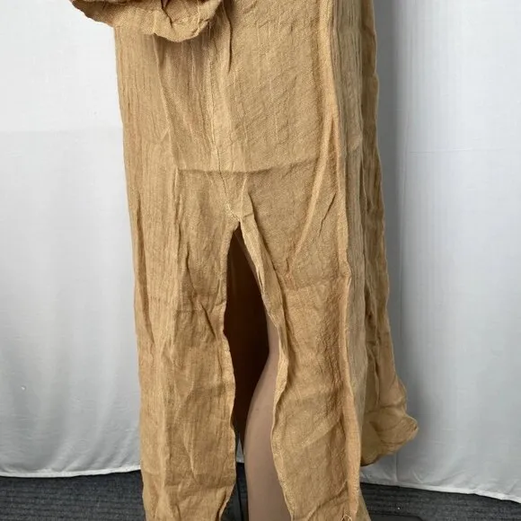 Marche Women’s Maxine Caftan Tunic Dress Camello Beige Linen OS – NWT