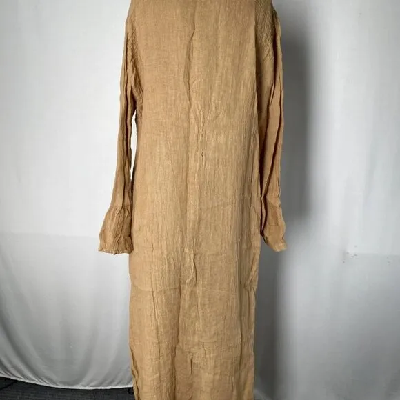 Marche Women’s Maxine Caftan Tunic Dress Camello Beige Linen OS – NWT