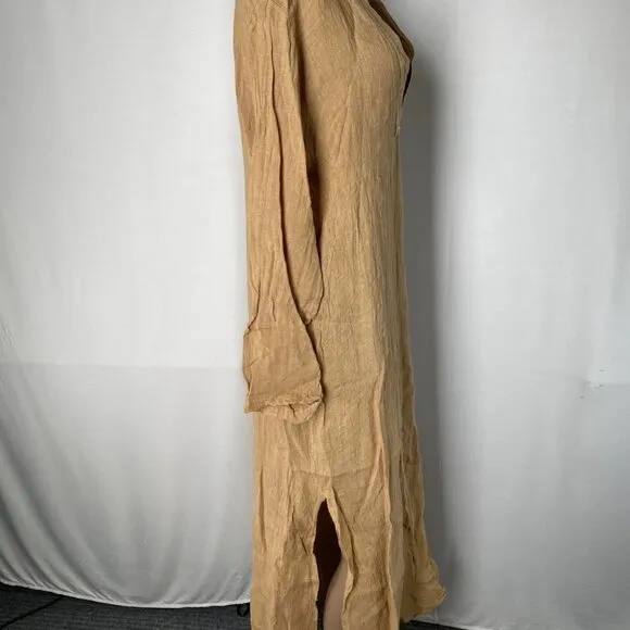 Marche Women’s Maxine Caftan Tunic Dress Camello Beige Linen OS – NWT