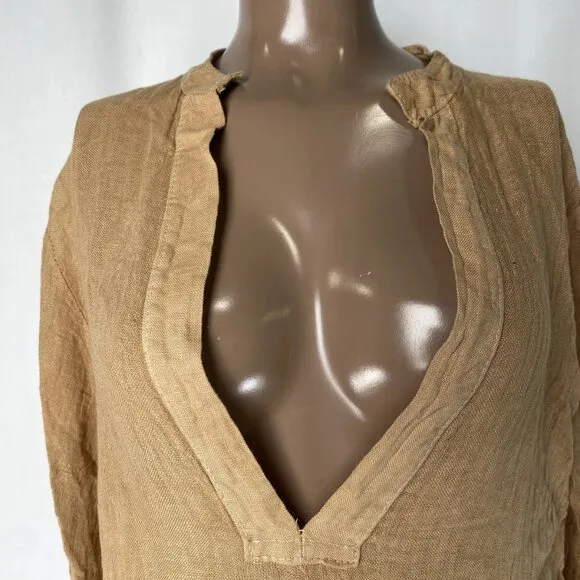 Marche Women’s Maxine Caftan Tunic Dress Camello Beige Linen OS – NWT