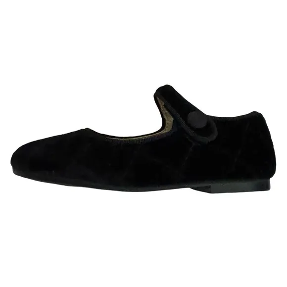 MARIA CATALAN Black Velvet Merceditas Mary Jane Shoes Diamond Cut Made in Spain