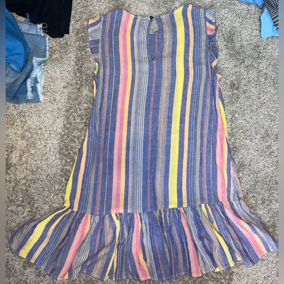 Marine Layer Laney Mini Dress Blue Variegated Stripe Size Large
