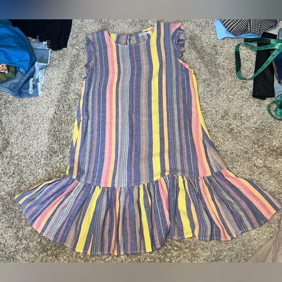 Marine Layer Laney Mini Dress Blue Variegated Stripe Size Large