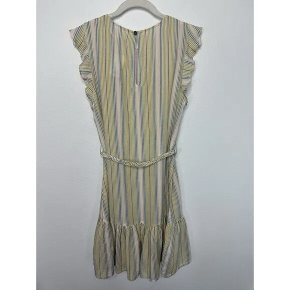 Marine Layer Sz M Laney Mini Dress Beachy Stripe Linen Blend Sleeveless Rainbow