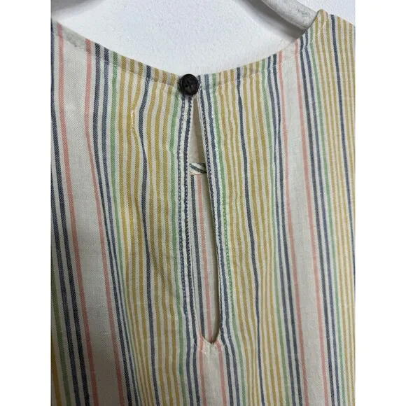 Marine Layer Sz M Laney Mini Dress Beachy Stripe Linen Blend Sleeveless Rainbow