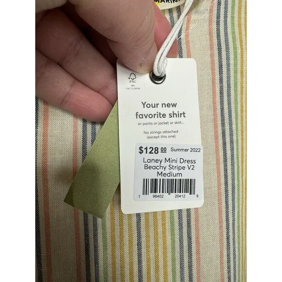 Marine Layer Sz M Laney Mini Dress Beachy Stripe Linen Blend Sleeveless Rainbow