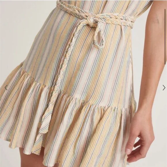 Marine Layer Sz M Laney Mini Dress Beachy Stripe Linen Blend Sleeveless Rainbow