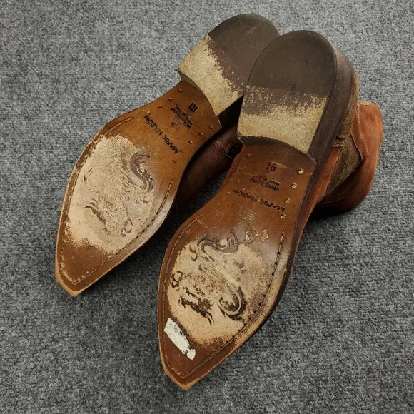 Mark Nason Dallas Boots Mens 9.5 Suede Leather Cross Pattee Distressed Italy
