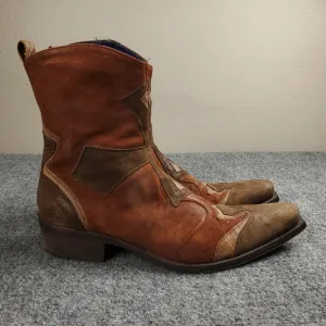 Mark Nason Dallas Boots Mens 9.5 Suede Leather Cross Pattee Distressed Italy