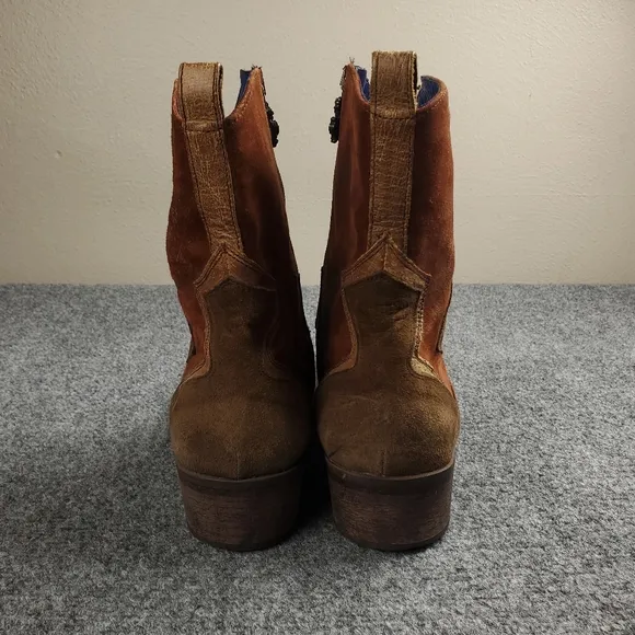 Mark Nason Dallas Boots Mens 9.5 Suede Leather Cross Pattee Distressed Italy