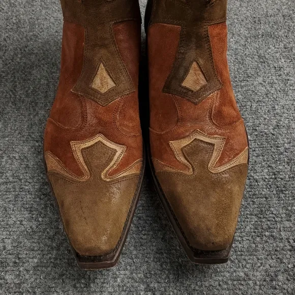 Mark Nason Dallas Boots Mens 9.5 Suede Leather Cross Pattee Distressed Italy