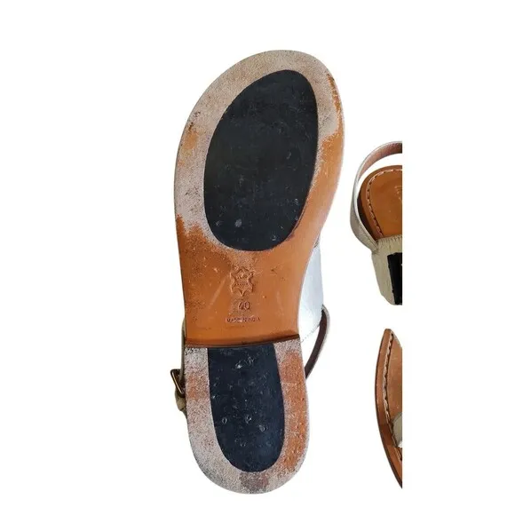 Marni Leather Cow Pony Hair Jeweled Sandals Slingback Shoes Flats Sz 40/US 9.5