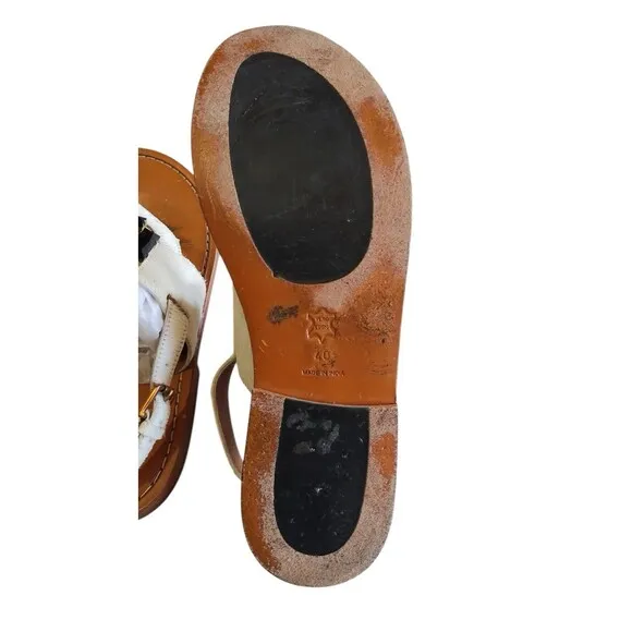 Marni Leather Cow Pony Hair Jeweled Sandals Slingback Shoes Flats Sz 40/US 9.5