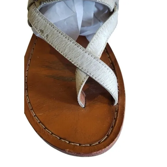 Marni Leather Cow Pony Hair Jeweled Sandals Slingback Shoes Flats Sz 40/US 9.5