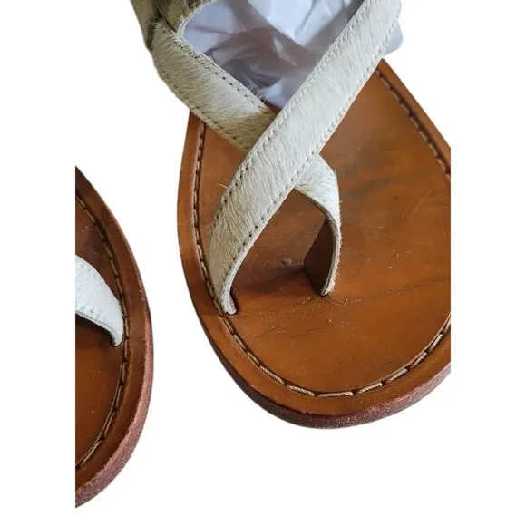 Marni Leather Cow Pony Hair Jeweled Sandals Slingback Shoes Flats Sz 40/US 9.5