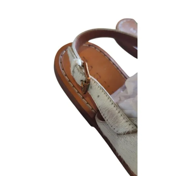 Marni Leather Cow Pony Hair Jeweled Sandals Slingback Shoes Flats Sz 40/US 9.5
