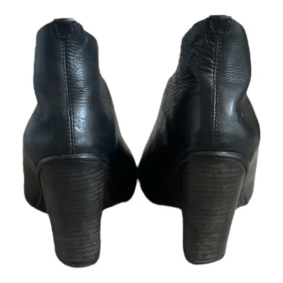 Marsell Bolla Leather Black Peep Toe Ankle Booties Minimalist Size 35 IT 5 US