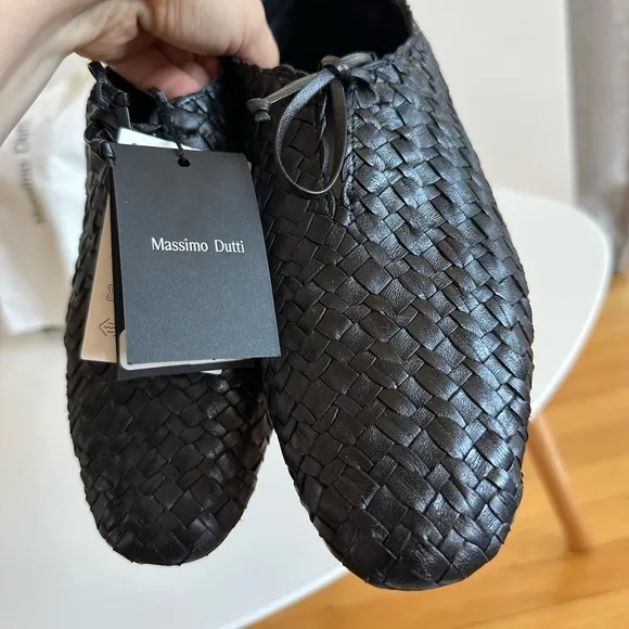 Massimo Dutti Black Woven Flats