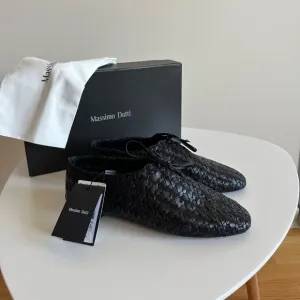 Massimo Dutti Black Woven Flats