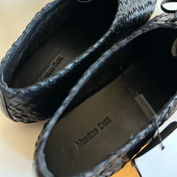 Massimo Dutti Black Woven Flats