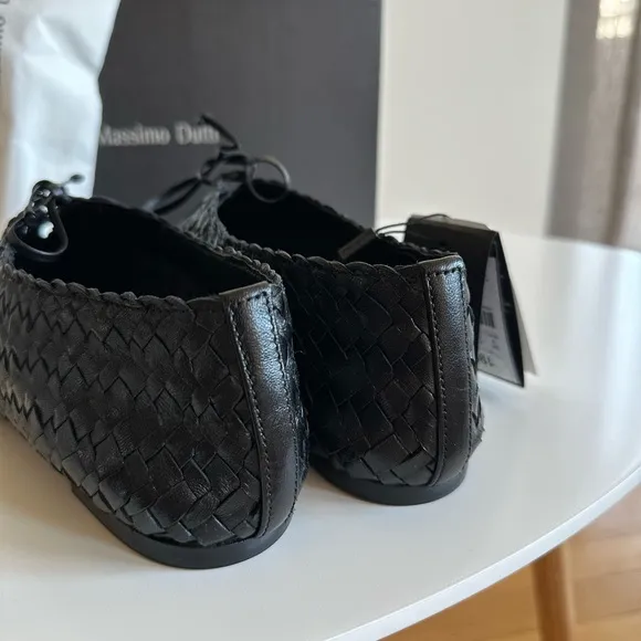 Massimo Dutti Black Woven Flats