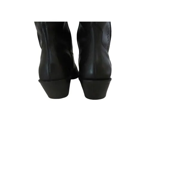 Matisse Cowboy Style Black Leather Boots w Laser Cut Design, Size 9M